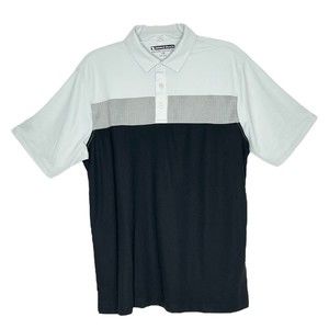 Pebble Beach Dry-Luxe Performance Polo Golf Shirt Black Gray Wide Striped Men XL